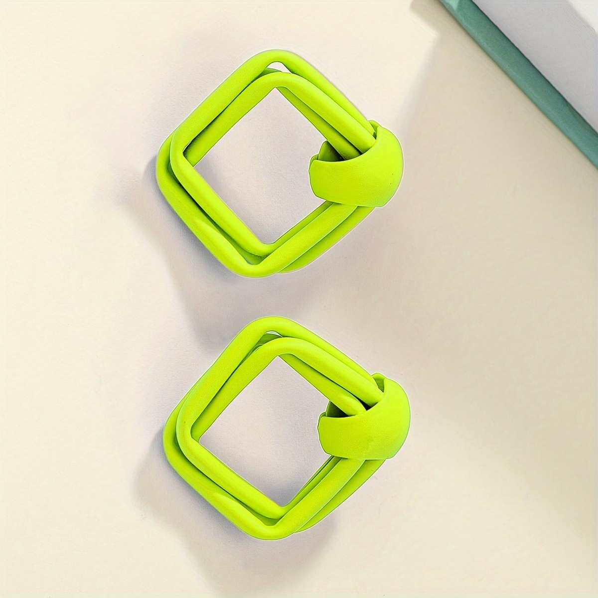 Green Geometric Stud Earrings for Summer Party